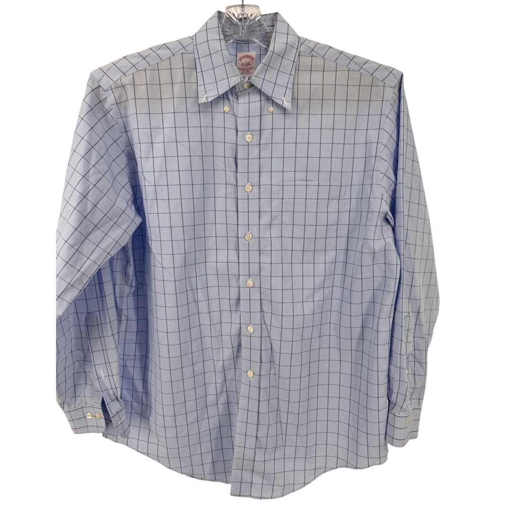Brooks Brothers Classic‎ Check Button Down Shirt Mens Size L Non Iron